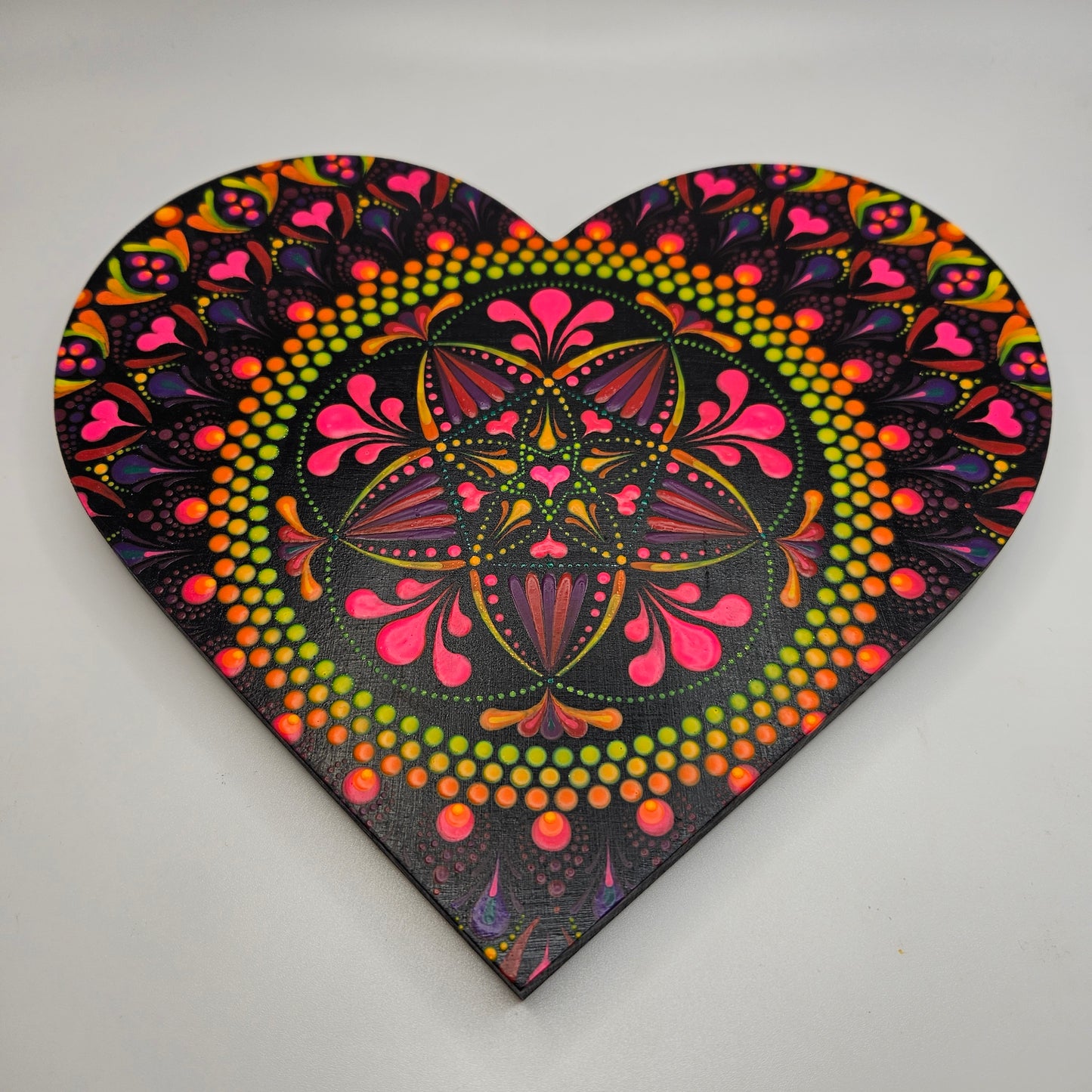 Glowing Soul - 8x9 wood heart (UV original)