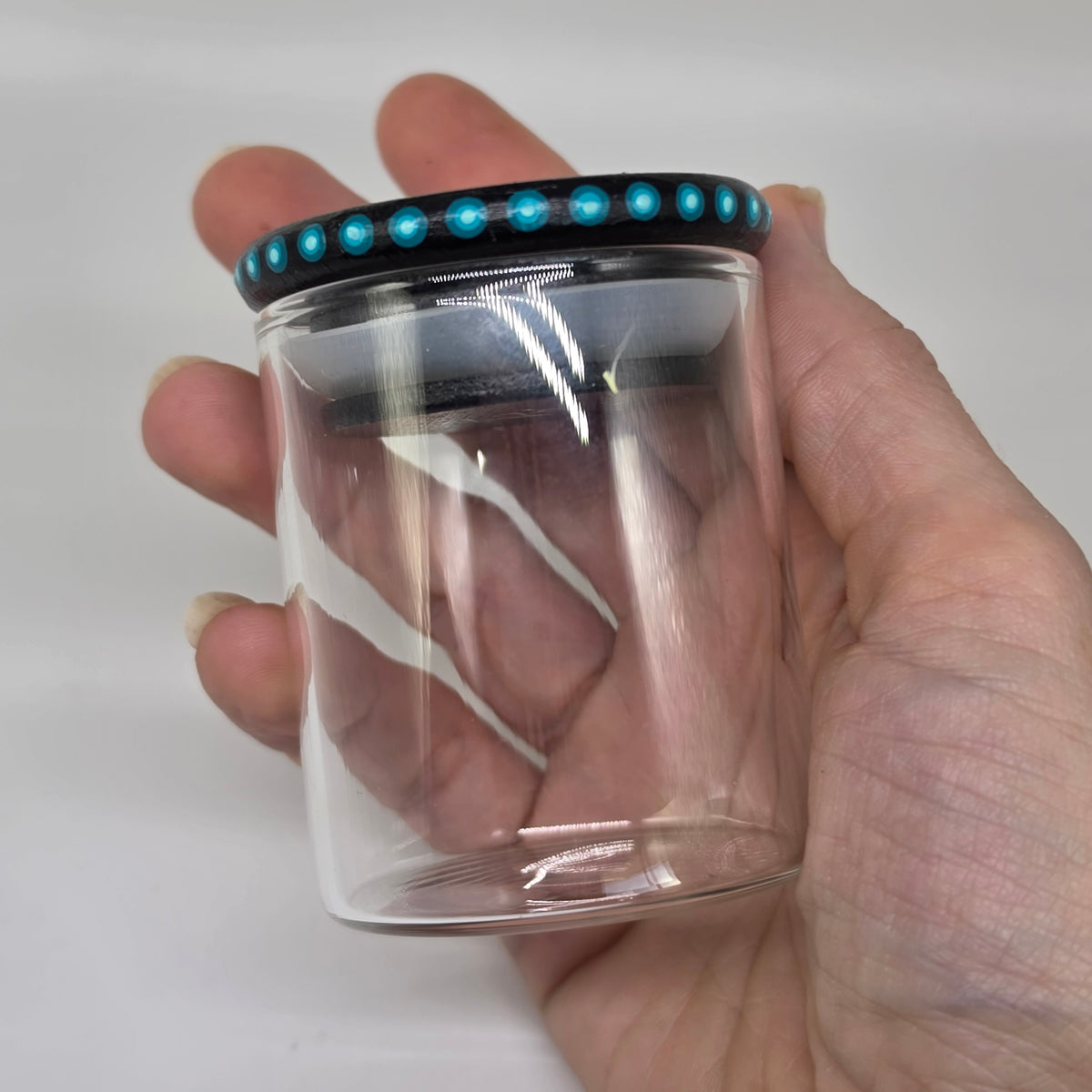 2 oz Jar - teal and yellow