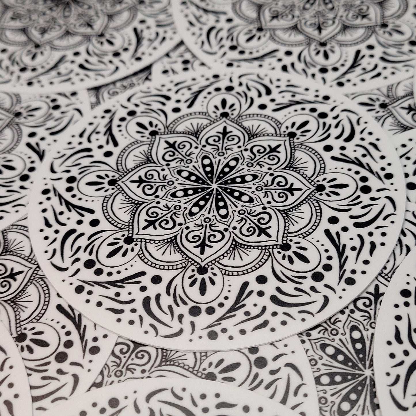 3" Negative of Black & White Mandala Sticker - Bdotartsy