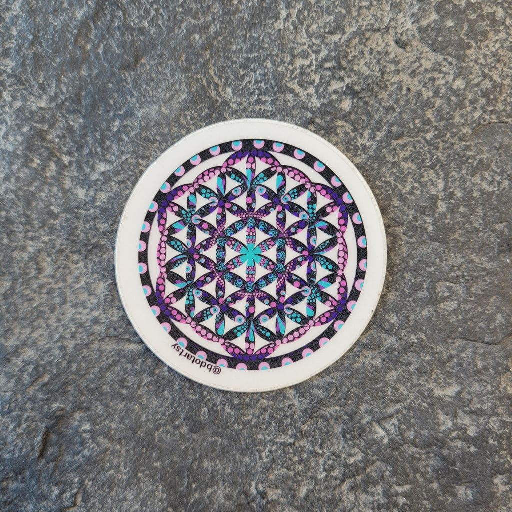 2" Flower of Life Dot mandala clear Sticker - Bdotartsy