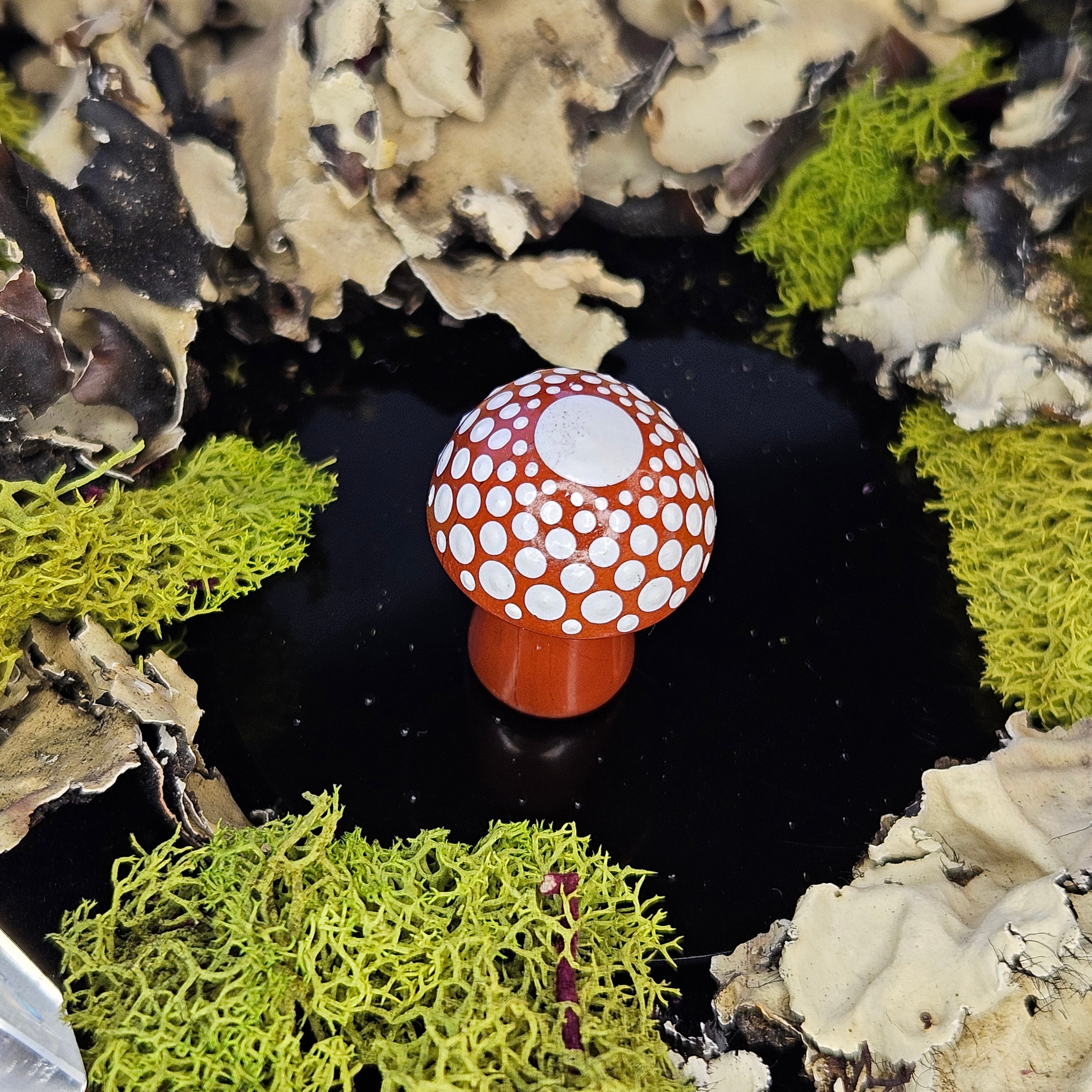 Mini Carved Mushroom - Red Jasper