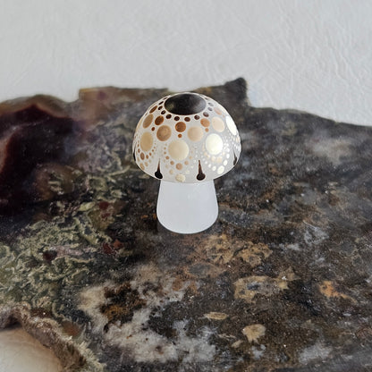 Mini Carved Mushroom - Milky Quartz