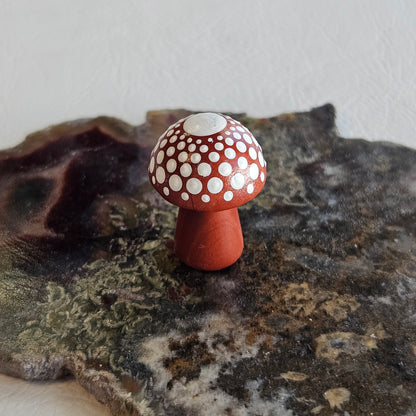 Mini Carved Mushroom - Red Jasper