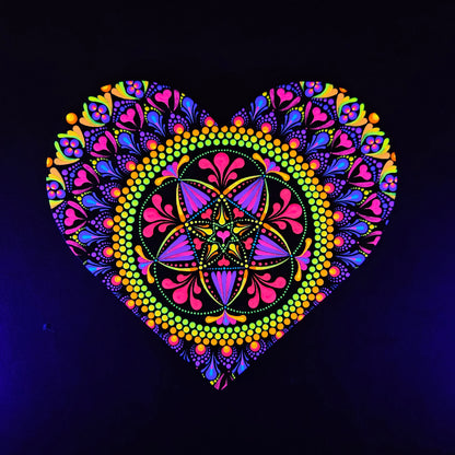 Glowing Soul - 8x9 wood heart (UV original)