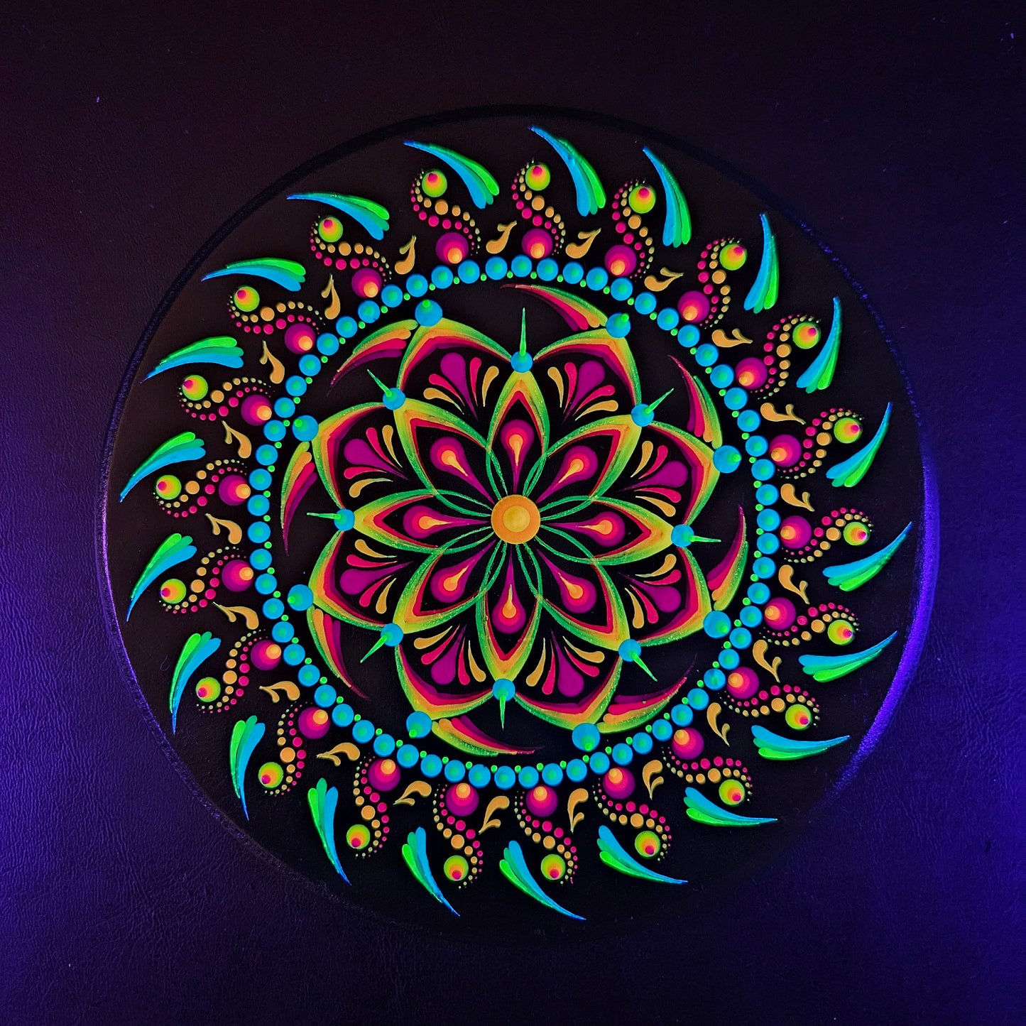 Vortex Bloom - UV 6.5" wood hanging (original)