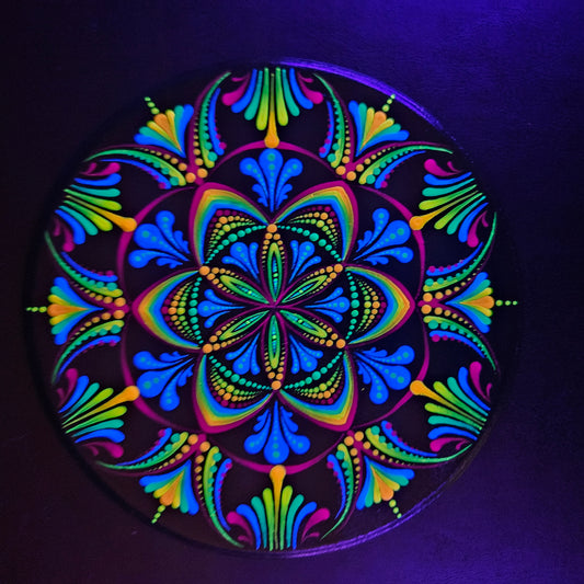 Electric Seed of Life - UV 6.5" wood hanging (original)