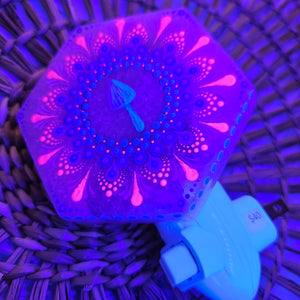 Selenite nightlight - UV Mushroom Hexagon