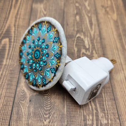 Agate nightlight - Teal & Gold