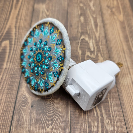 Agate nightlight - Teal & Gold