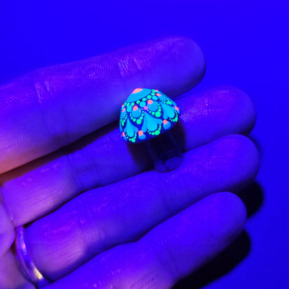 Mini Carved Mushroom - UV Larvikite