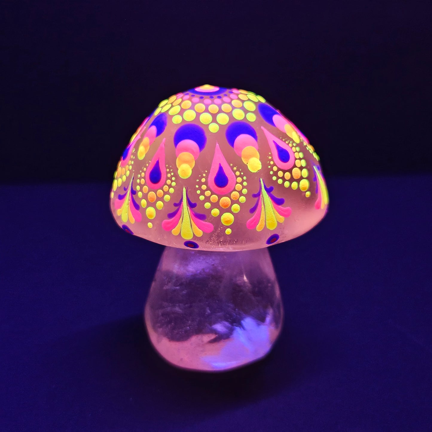 Clear Quartz - UV Large Mandala Mushroom