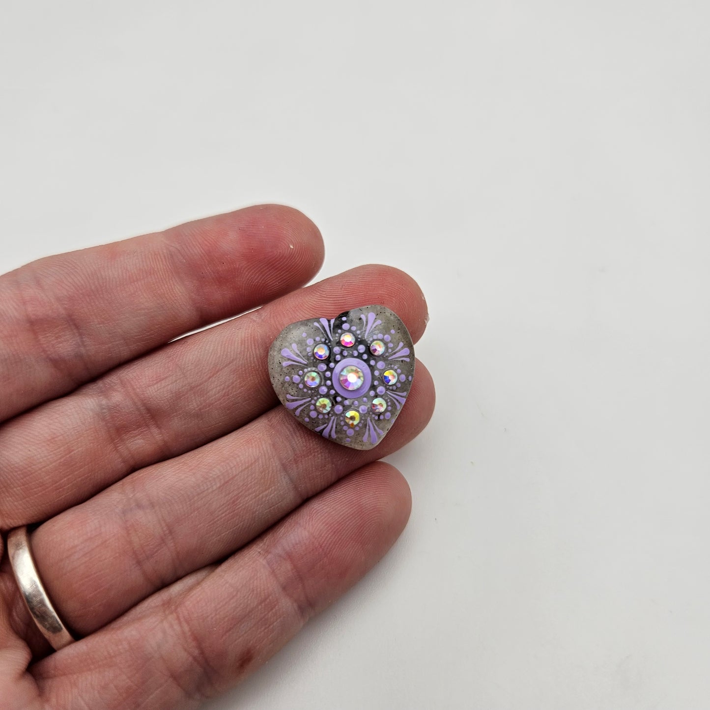 Sparkling Mini Heart Mandala Stone