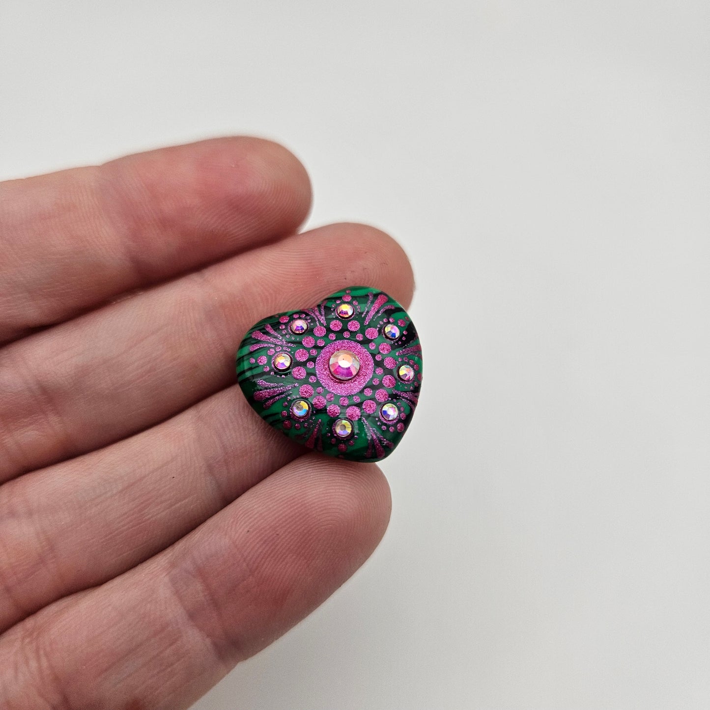 Sparkling Mini Heart Mandala Stone