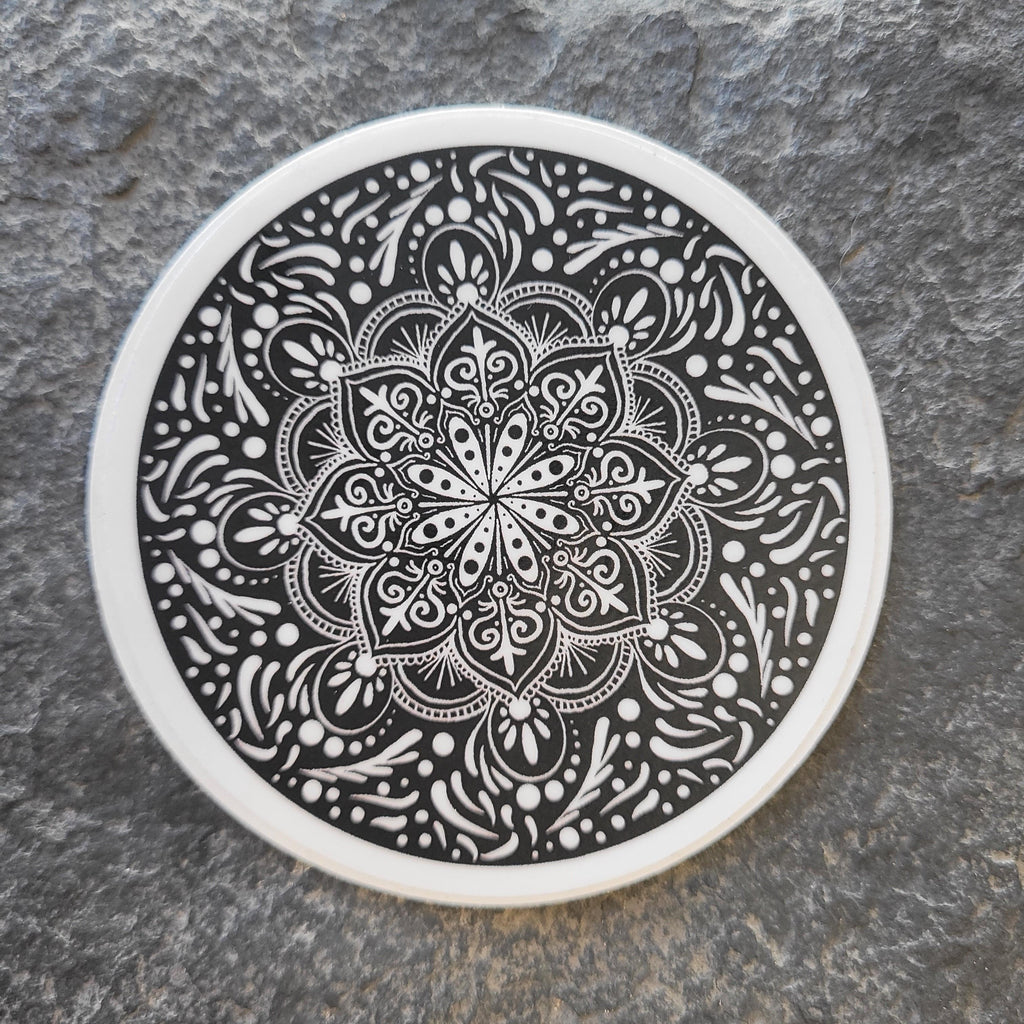 3" Black & White Mandala Sticker - Bdotartsy