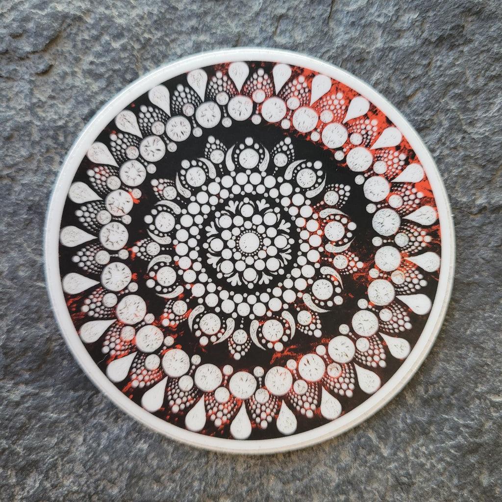 3" Fire and snow mandala sticker - Bdotartsy