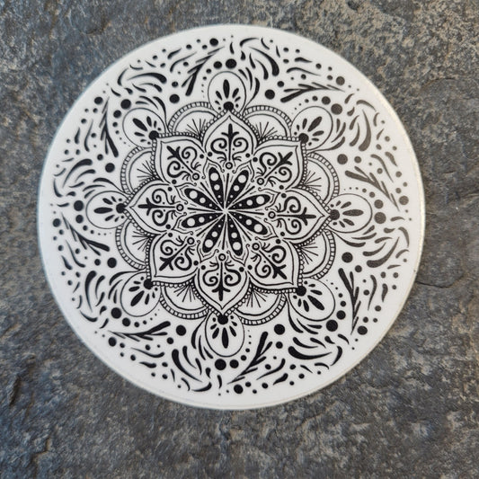 3" Negative of Black & White Mandala Sticker - Bdotartsy