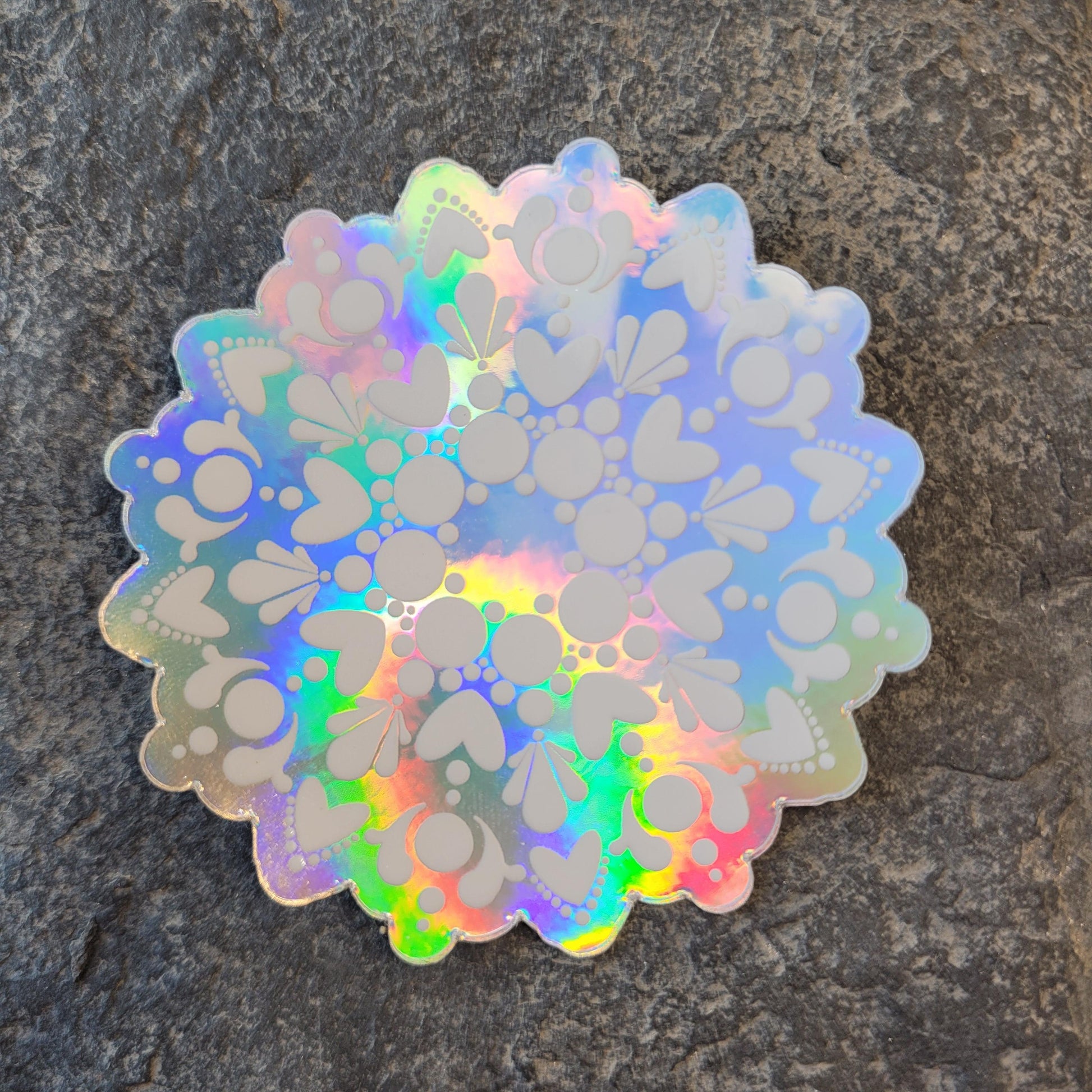 3" White Holographic Sticker - Bdotartsy