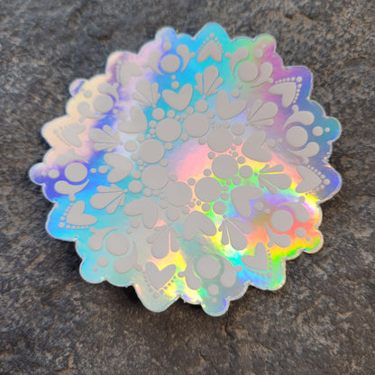 3" White Holographic Sticker - Bdotartsy