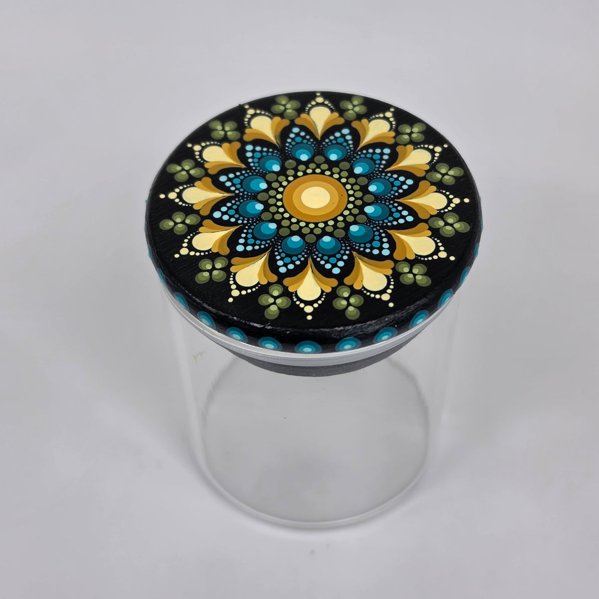 2 oz Jar - teal and yellow