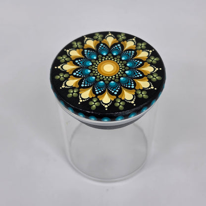 2 oz Jar - teal and yellow