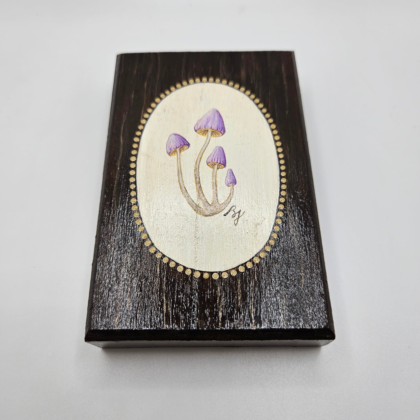 Mini Pastel Mushroom Series - 5x3 wood hanging