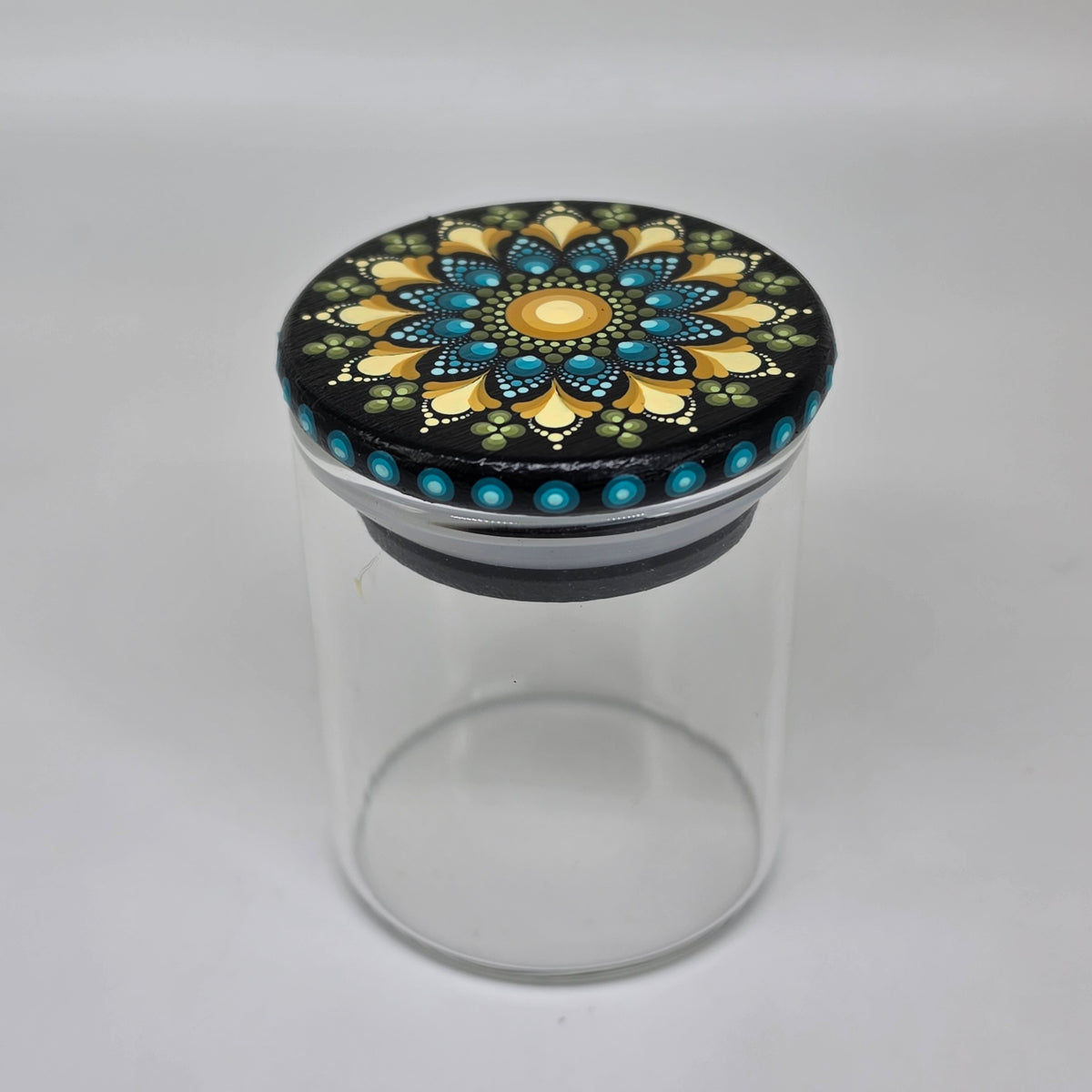 2 oz Jar - teal and yellow