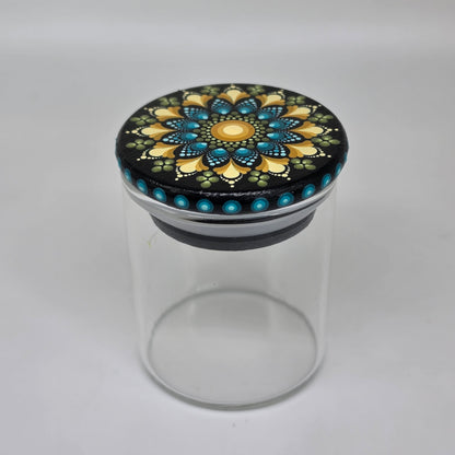 2 oz Jar - teal and yellow