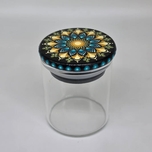 2 oz Jar - teal and yellow