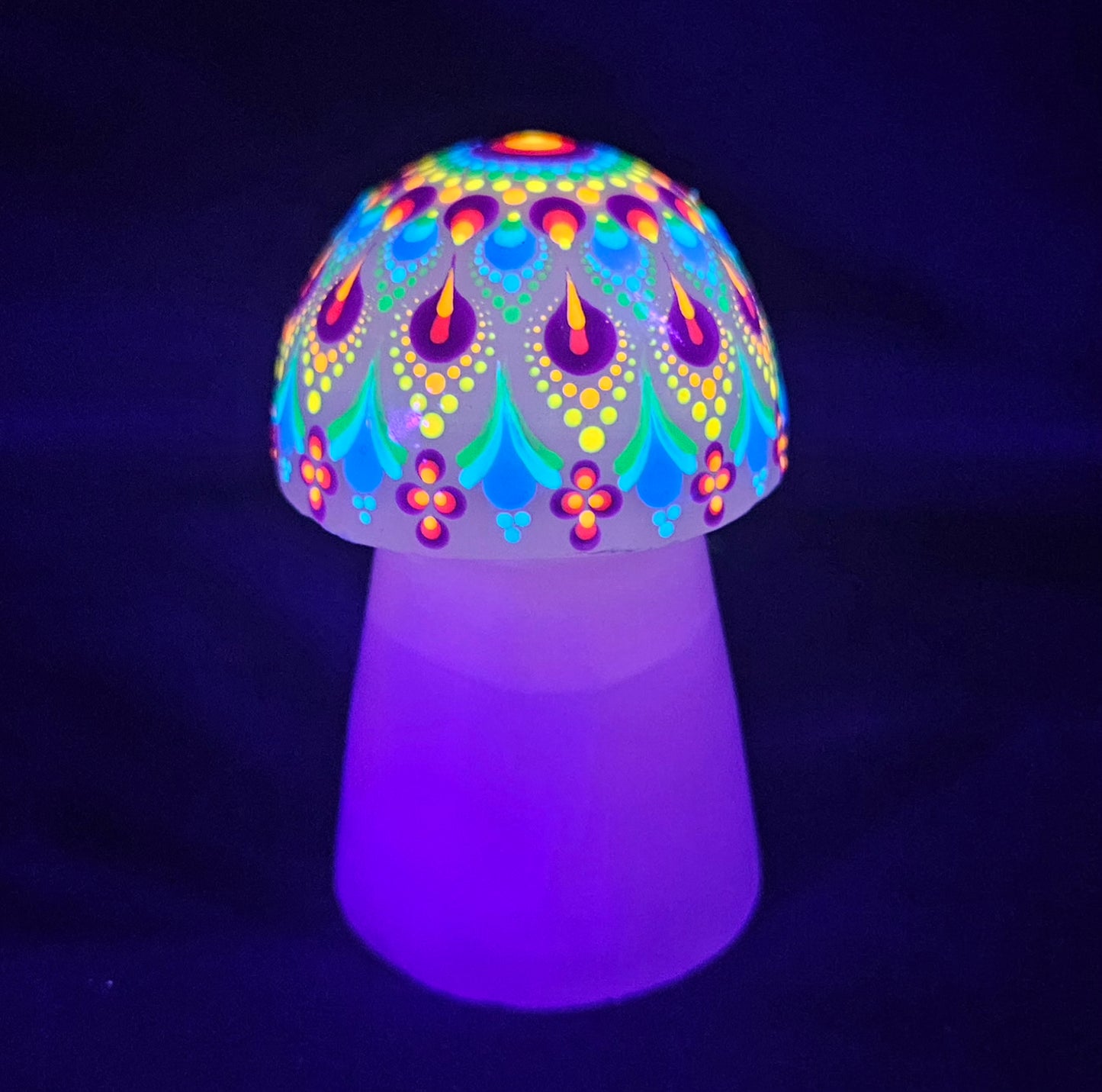 Pink Calcite - UV Large Mandala Mushroom