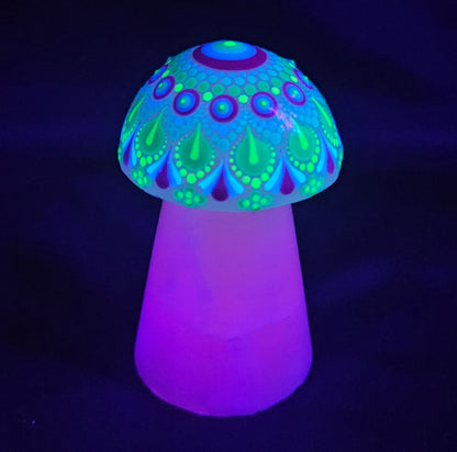 Pink Calcite - UV Large Mandala Mushroom