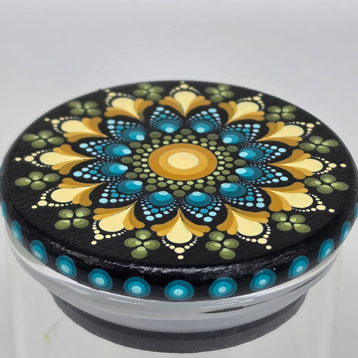 2 oz Jar - teal and yellow