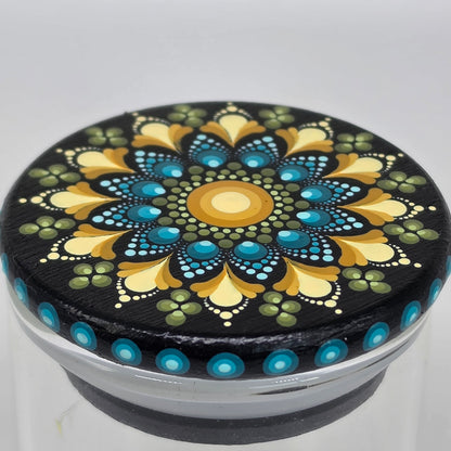 2 oz Jar - teal and yellow