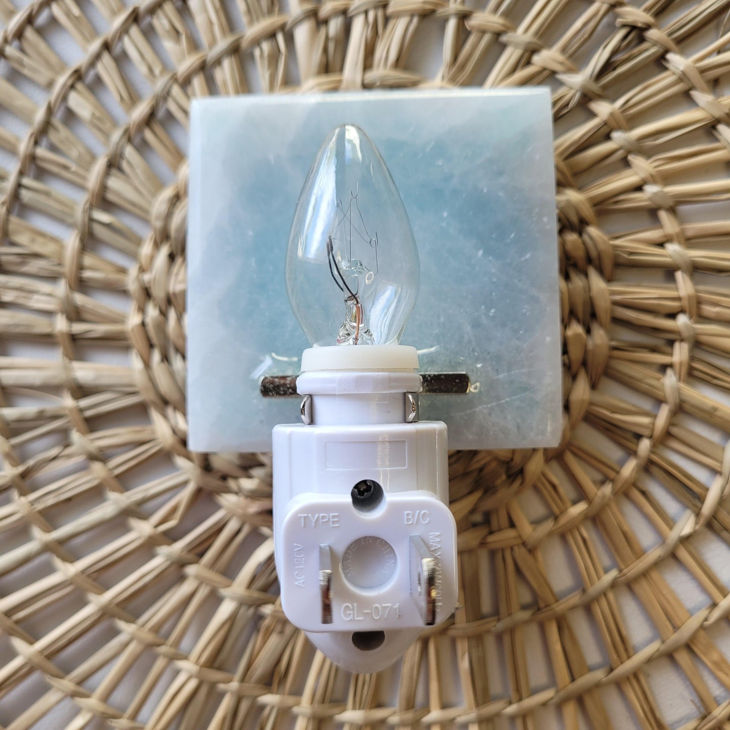 Selenite nightlight - Teal Square - Bdotartsy