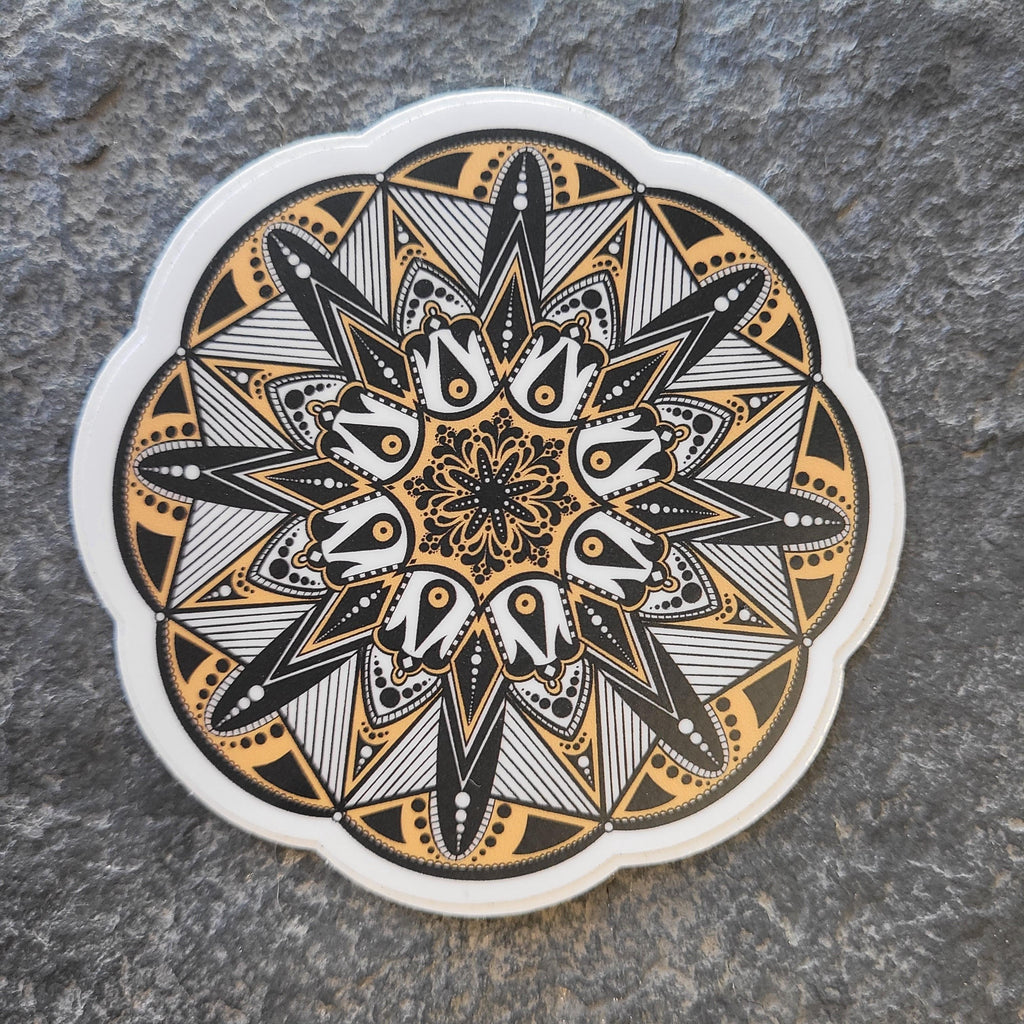 Yellow Spike Mandala Sticker - Bdotartsy