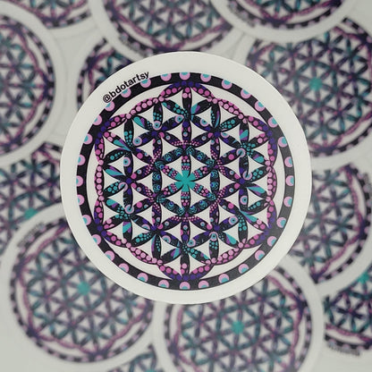 2" Flower of Life Dot mandala clear Sticker - Bdotartsy