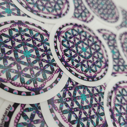 2" Flower of Life Dot mandala clear Sticker - Bdotartsy