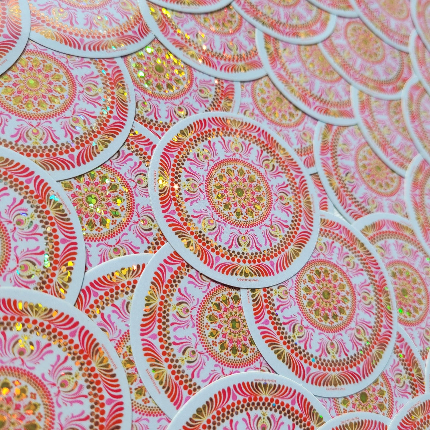 2" Starburst Mandala Glitter Sticker - Bdotartsy