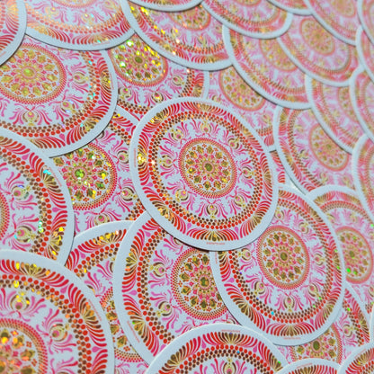 2" Starburst Mandala Glitter Sticker - Bdotartsy