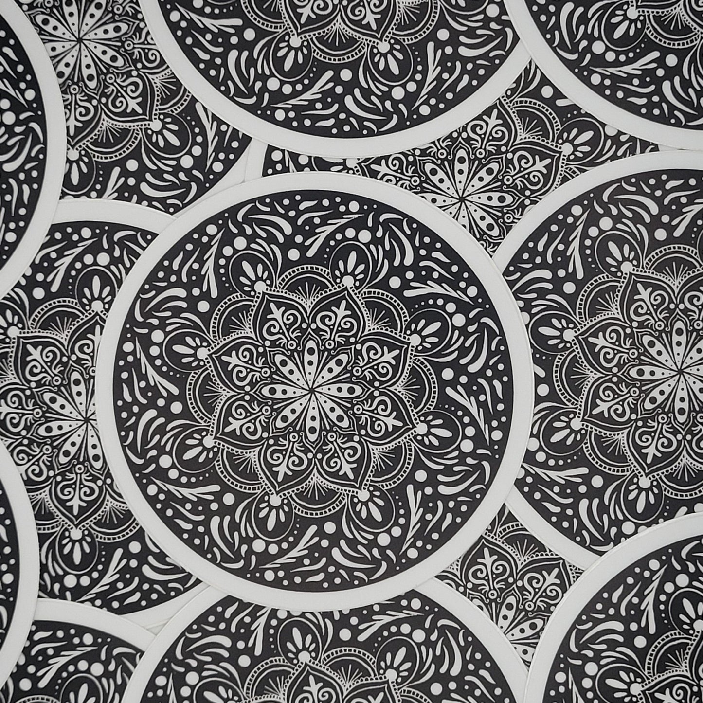 3" Black & White Mandala Sticker - Bdotartsy