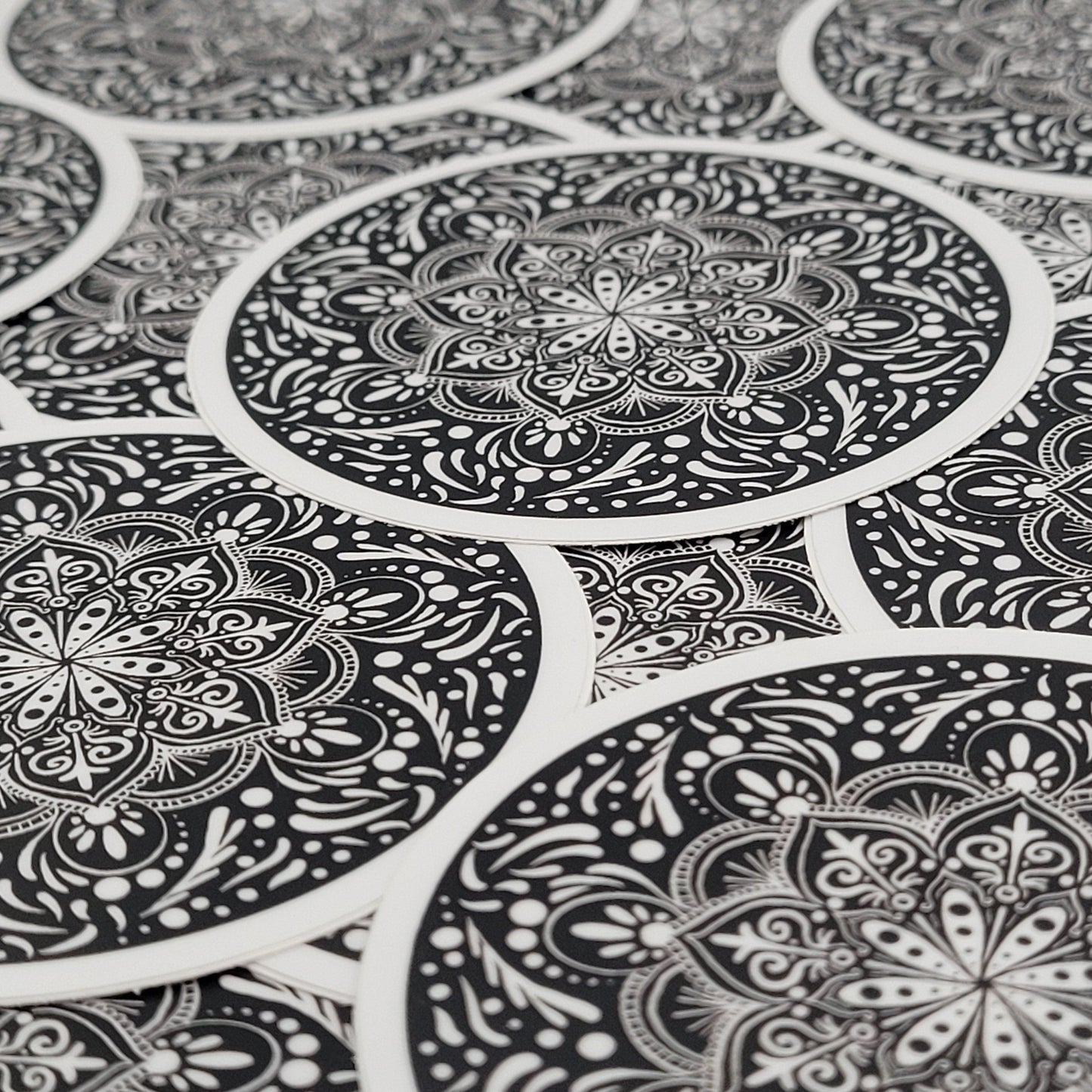 3" Black & White Mandala Sticker - Bdotartsy