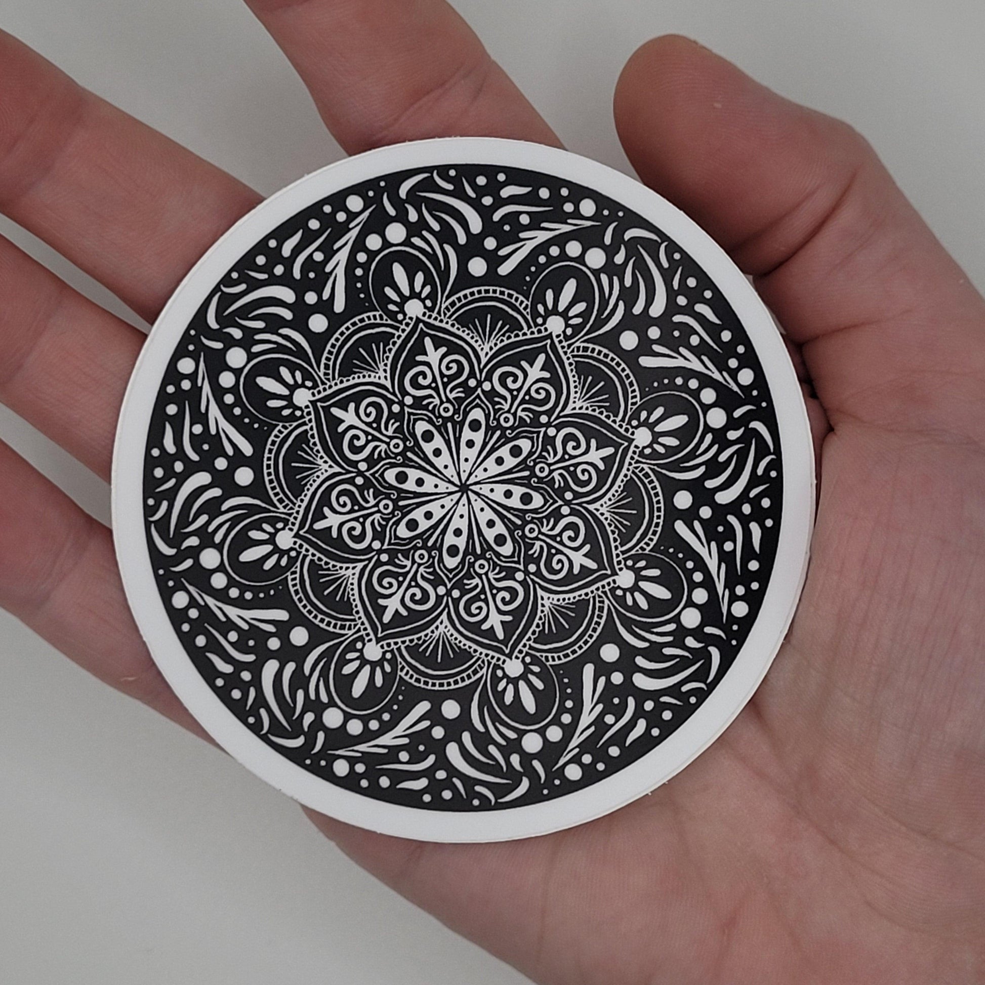 3" Black & White Mandala Sticker - Bdotartsy