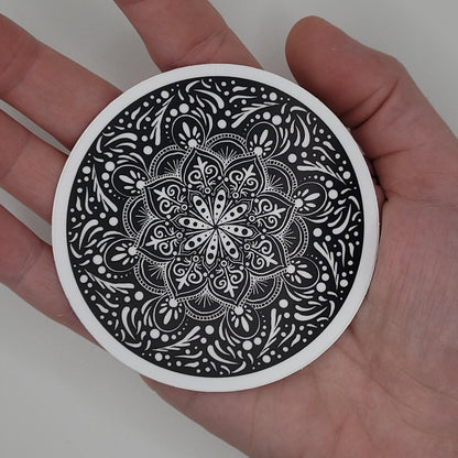 3" Black & White Mandala Sticker - Bdotartsy