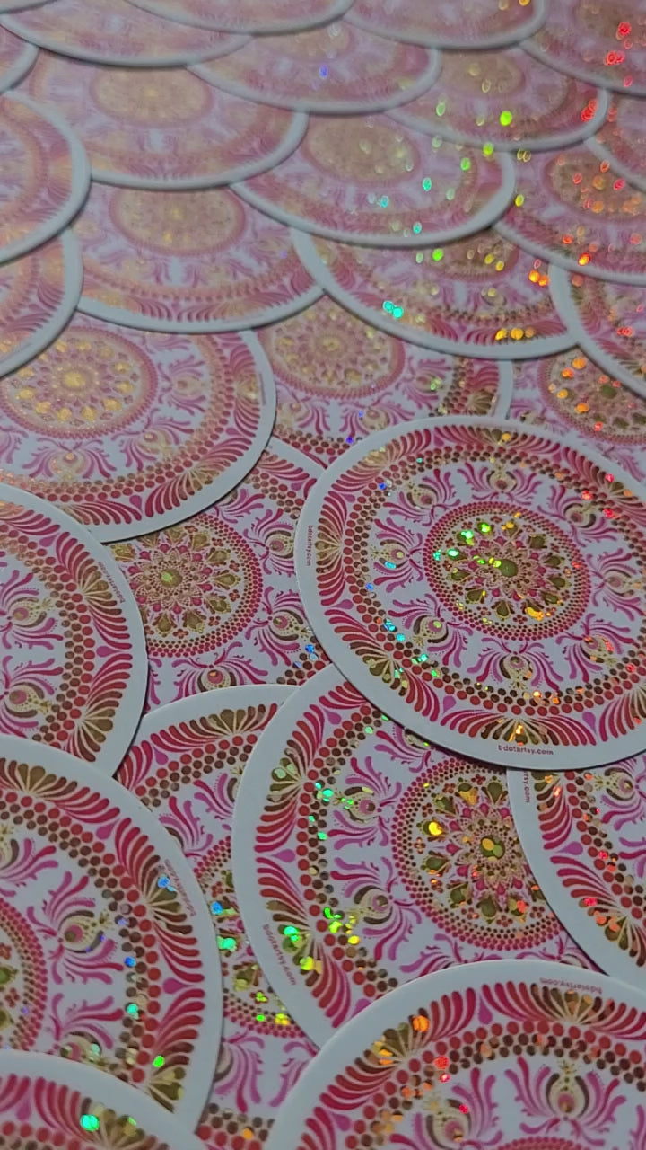2" Starburst Mandala Glitter Sticker