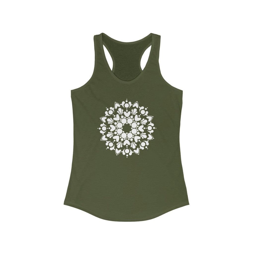 Heart Mandala Women's Racerback Tank - Olive green - Bdotartsy